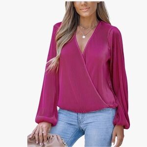 Cupshe Surplice Neck Crossover Ribbed Pullover Top Size M NWT